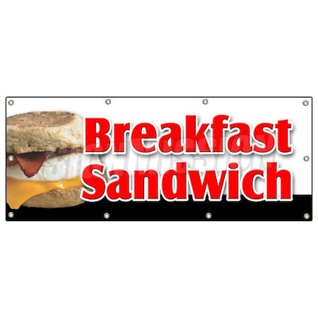 Signmission BREAKFAST SANDWICH BANNER SIGN sausage bacon bagel croissant cheese B-96 Breakfast Sandwich